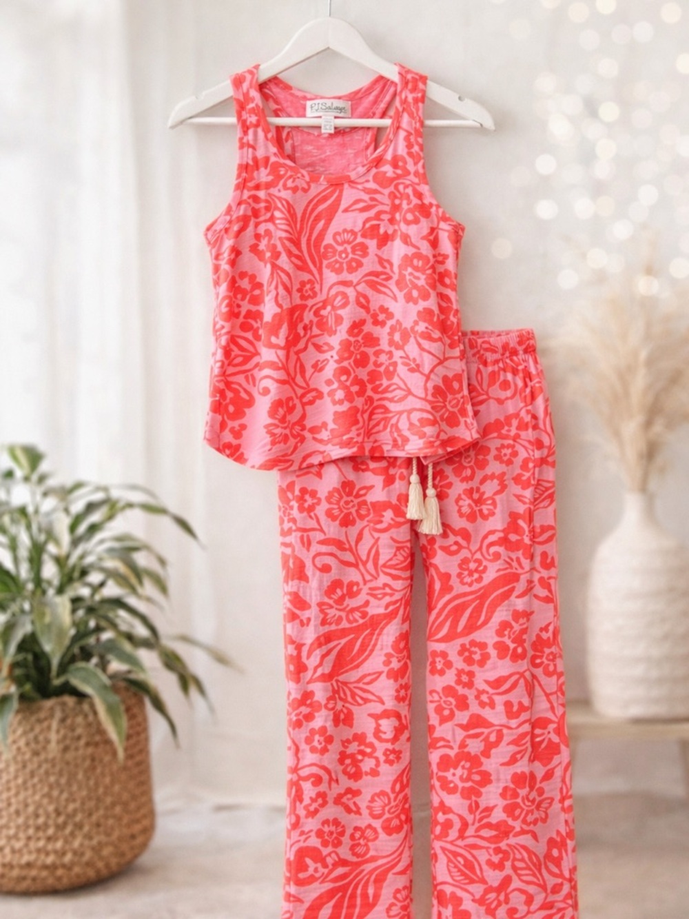 PJ Salvage Bali Bay Sorbet Set XS Pink Floral Tank & Pants NWT Lounge